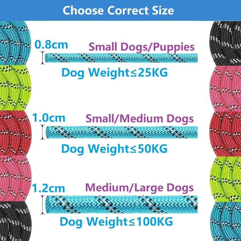120/150/200/300 Cm Starke Leinen Für Hunde, Hundeleine Mit Weichem Griff, Verstä