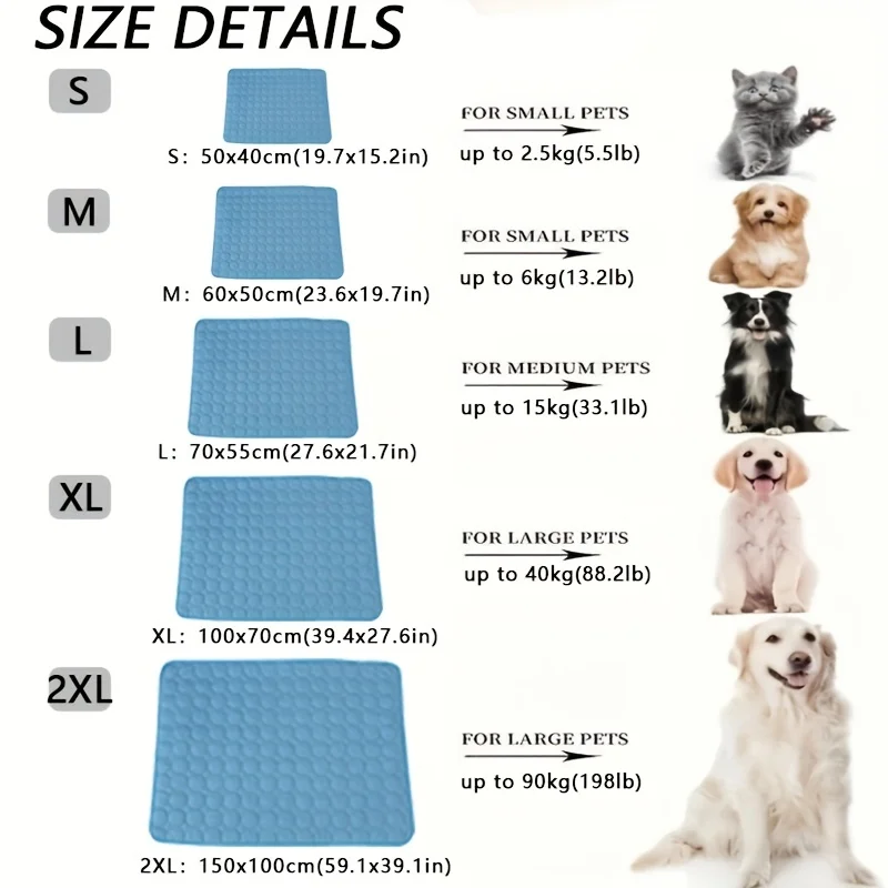 Hundekühlmatte Sommer Haustier-Kühlbett Extra Groß Für Kleine Und Große Hunde Ha