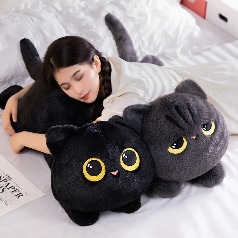 50-90 Cm Süße Schwarze Katze Plüschtier Puppe Kawaii Große Kuschelige Kissen Kis