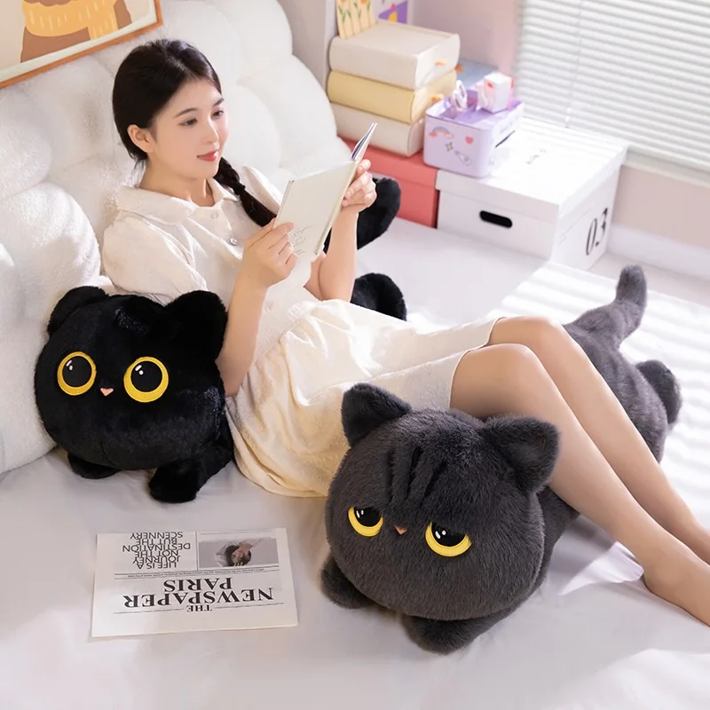 50-90 Cm Süße Schwarze Katze Plüschtier Puppe Kawaii Große Kuschelige Kissen Kis