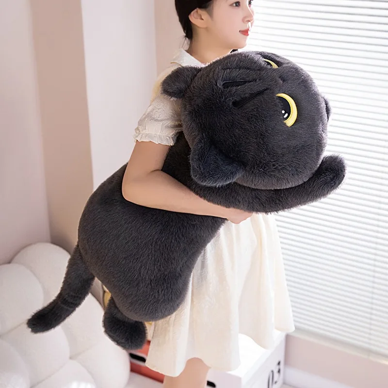 50-90 Cm Süße Schwarze Katze Plüschtier Puppe Kawaii Große Kuschelige Kissen Kis