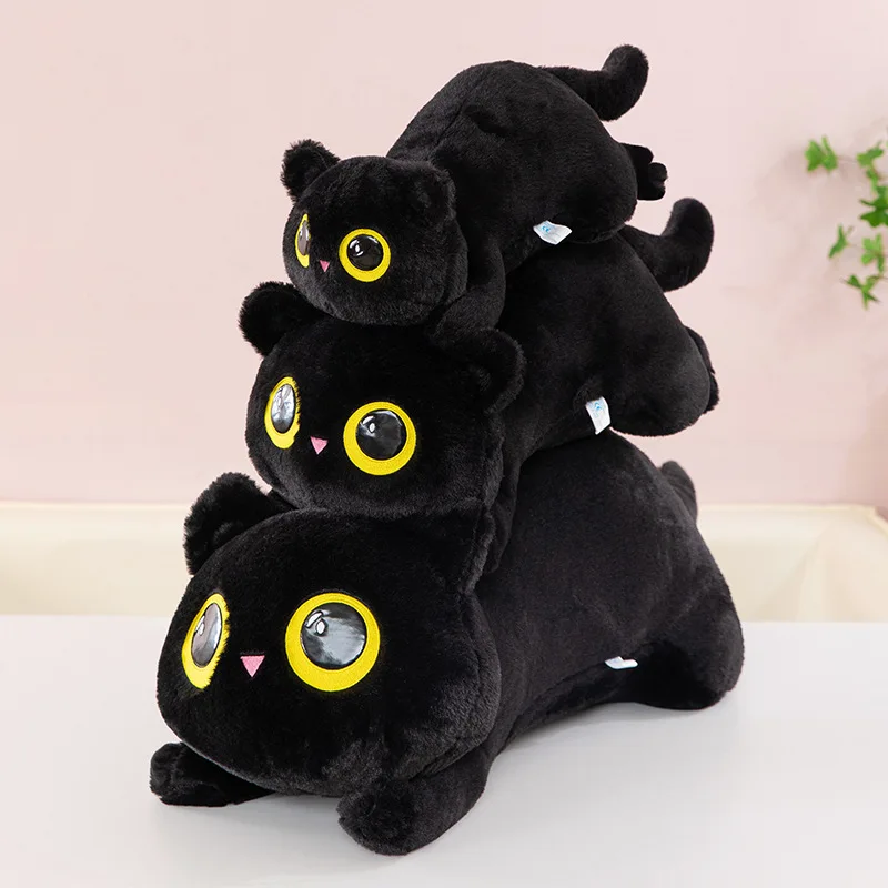 50-90 Cm Süße Schwarze Katze Plüschtier Puppe Kawaii Große Kuschelige Kissen Kis