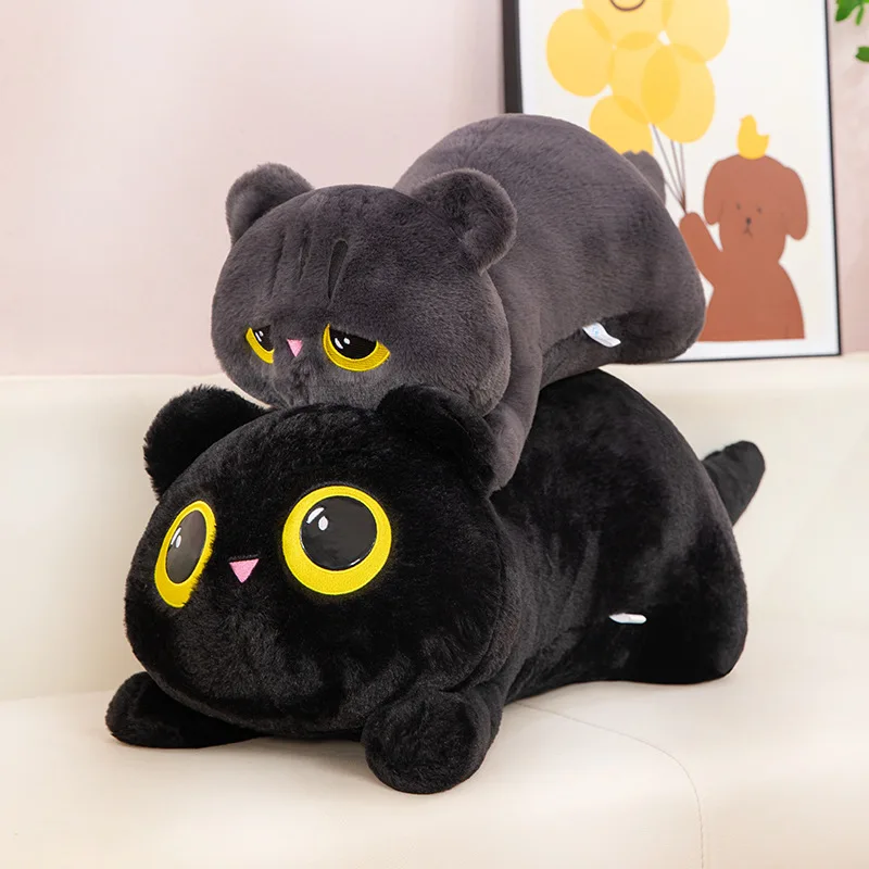50-90 Cm Süße Schwarze Katze Plüschtier Puppe Kawaii Große Kuschelige Kissen Kis