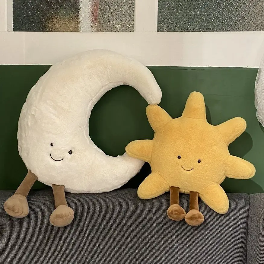 Entzückendes Lächeln-Gesicht, Weißer Mond, Gelbe Sonne, Plüschtier, Gefüllt, Nie
